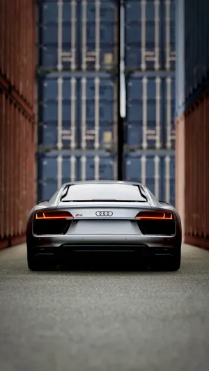 Silver Audi R8 Sports Car Rear Wallpaper