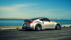 Silver Jdm Car By The Sea Wallpaper