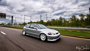 Silver Jdm Honda Civic At Highway Wallpaper