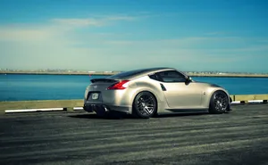 Silver Jdm Nissan 370z Ocean Road Wallpaper