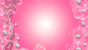 Silver Sparkled Border Pink Background Wallpaper