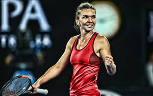 Simona Halep In Red Sportswear Wallpaper