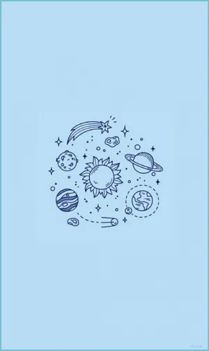 Simple Blue Aesthetic Solar System Wallpaper