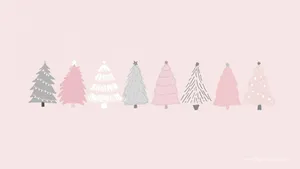 Simple Cute Christmas Iphone Pastel Pink Trees Wallpaper