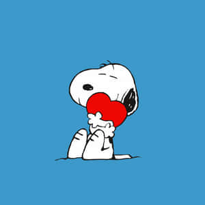 Simple Snoopy Valentine Hugging A Heart Wallpaper
