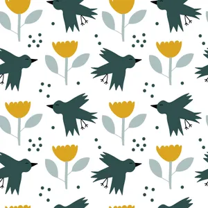 Simple Spring Flower And Birds Wallpaper