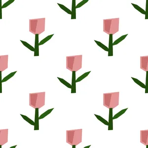 Simple Spring Tulip Pattern Wallpaper