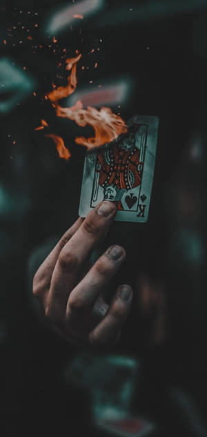 Single Card On Fire Wallpaper