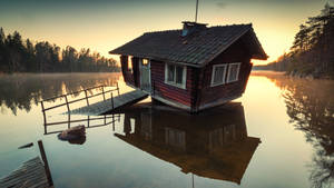 Sinking Wooden House Wallpaper