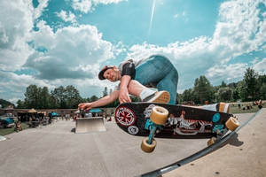 Skater Boy Action Shot Wallpaper