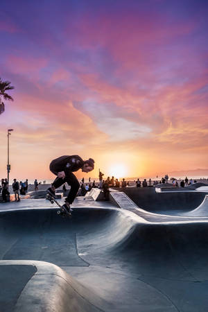 Skater Boy Skate Field Sunset Wallpaper