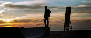 Skater Boy Sunset Silhouette Wallpaper