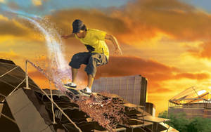 Skater Boy Water Grind Trick Wallpaper