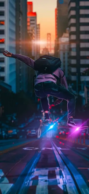 Skater Catching Air With A Stylish Trick Wallpaper