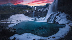 Skogafoss Waterfall Sunset Wallpaper
