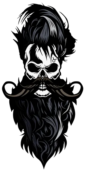 Skull Beard Logo With Wild And Spiky Hairstyle Wallpaper