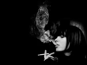 Skull Smoke From Woman Wallpaper