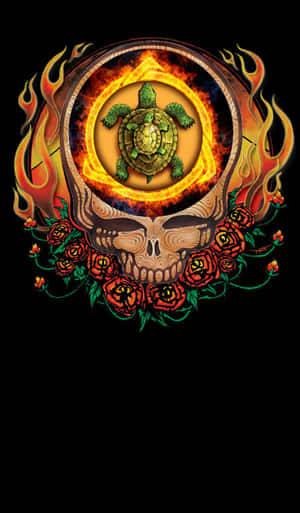 Skull With A Turtle As A Grateful Dead Iphone Wallpaper