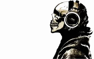 Skull With Headset Wallpaper
