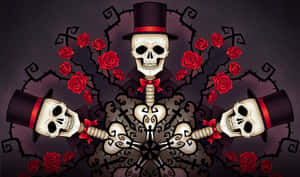 Skulls And Roses Hat Fantasy Wallpaper