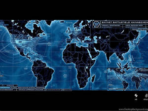 Skynet Black And Blue World Map Wallpaper