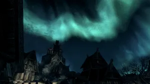 Skyrim 4k Aurora Over Dragonsreach Wallpaper