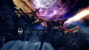 Skyrim 4k Dragon Spitting Fire Wallpaper