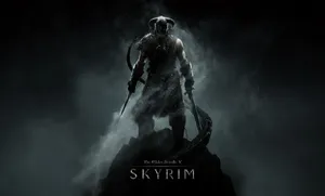 Skyrim Dark Horned Helmet Desktop Wallpaper