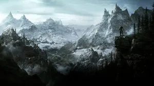 Skyrim Frozen Mountains Desktop Wallpaper