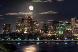 Skyscrapers And Bridges Night Wallpaper