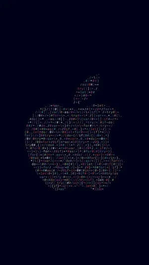 Sleek Black Iphone Flaunting Apple Code Logo Wallpaper