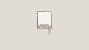 Sleeping Cat Minimalist Aesthetic Laptop Wallpaper