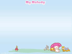 Sleeping My Melody Desktop With Flat And Risu Wallpaper