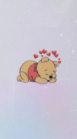 Sleeping Winniethe Poohwith Hearts Wallpaper