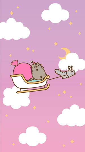 Sleigh Ride With Pusheen And Stormy Wallpaper