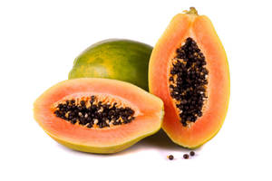 Sliced Ripe And Whole Papaya Fruit Wallpaper