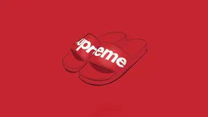 Slippers With Red Supreme Logo Wallpaper