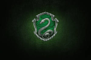Slytherin Crest Green Leather Background Wallpaper