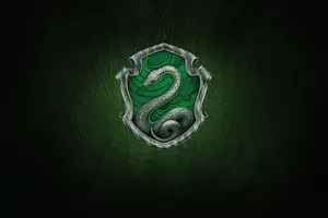 Slytherin Crest Green Leather Background Wallpaper