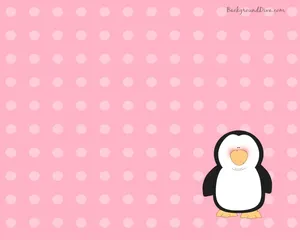 Small Penguin On Pink Cute Computer Wallpaper