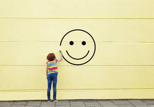 Smiley Happy Face Drawing On Wall Wallpaper