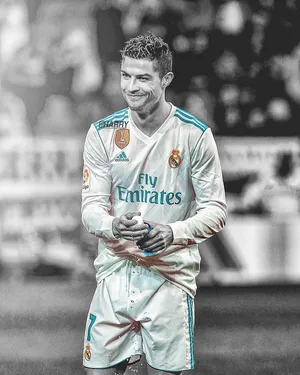 Smiling And Holding A Water Bottle Cr7 3d Wallpaper