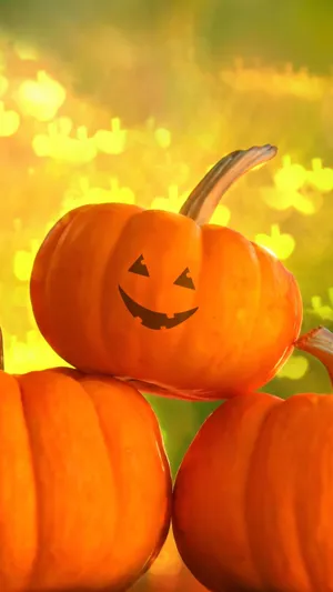 Smiling Halloween Pumpkini Phone Wallpaper Wallpaper