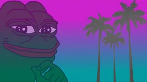 Smirking Pepe The Frog Neon Wallpaper