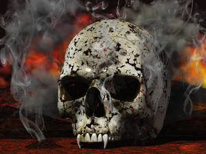 Smokey Red And Black Vampire Skull Wallpaper