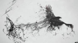 Smoky Raven With Wings Wallpaper