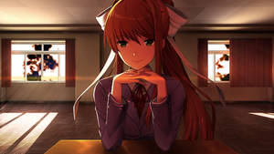 Smug Monika Doki Doki Literature Club Wallpaper