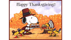 Snoopy And Woodstock Celebrate Thanksgiving Wallpaper