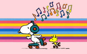 Snoopy And Woodstock Roller-skating Wallpaper