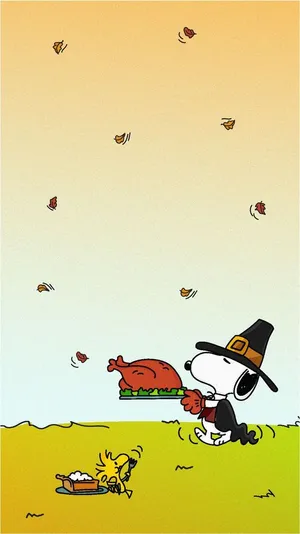 Snoopy Celebrates The Fall Seasons Wallpaper